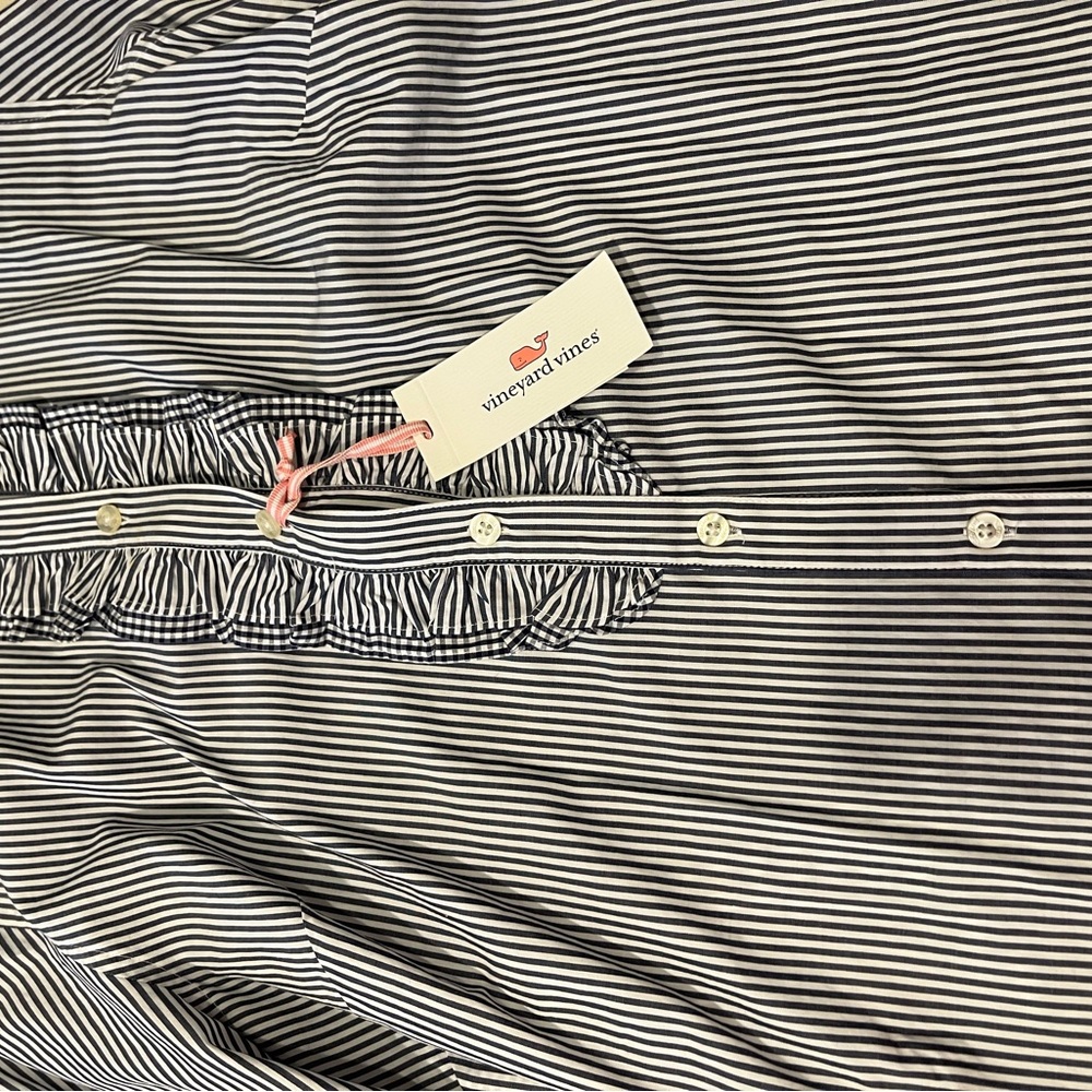 Vineyard Vines Navy and White Striped Blouse